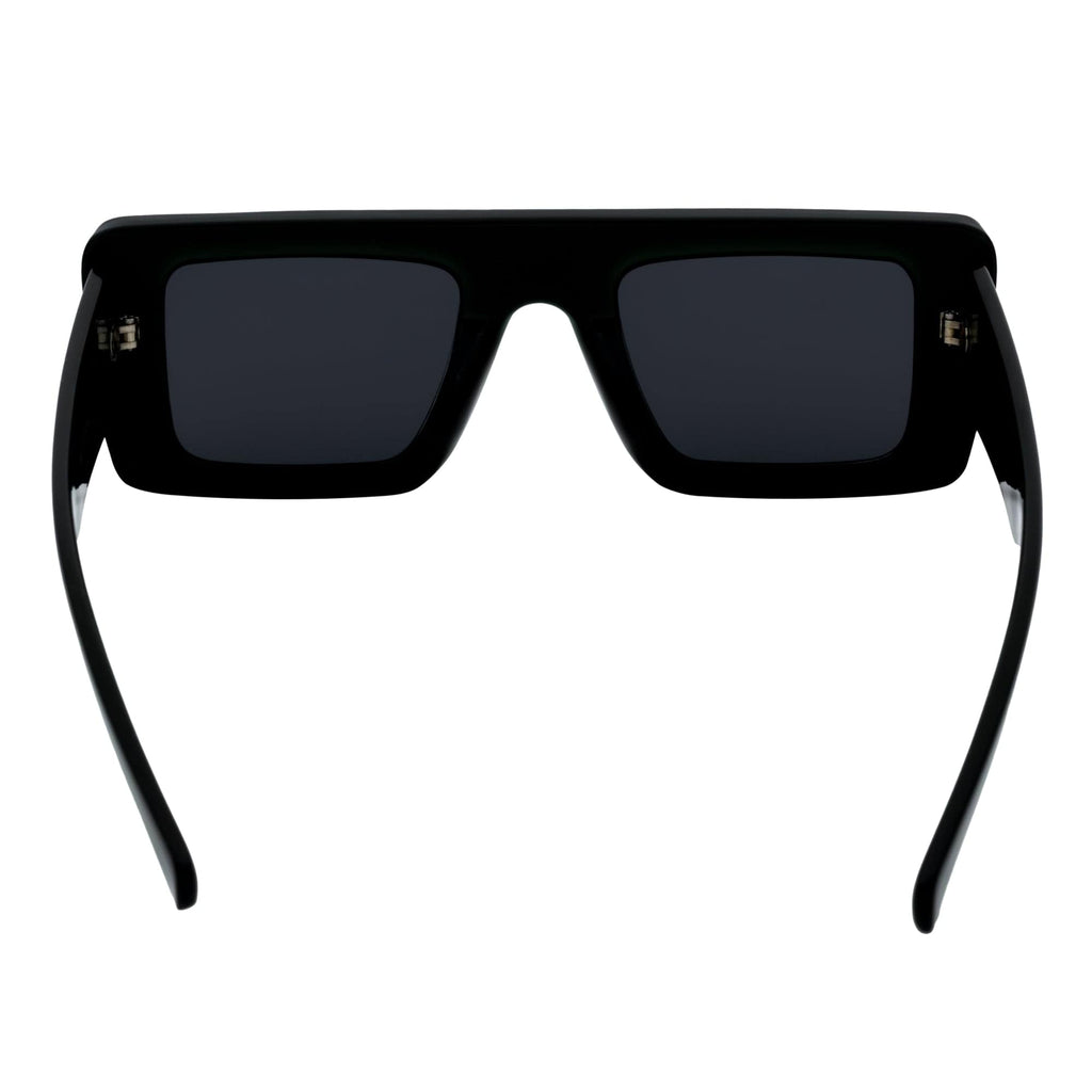 OFFSET - Two-Tone 90s Retro Thick Rectangle Sunglasses Black-Purple Smoke Tint