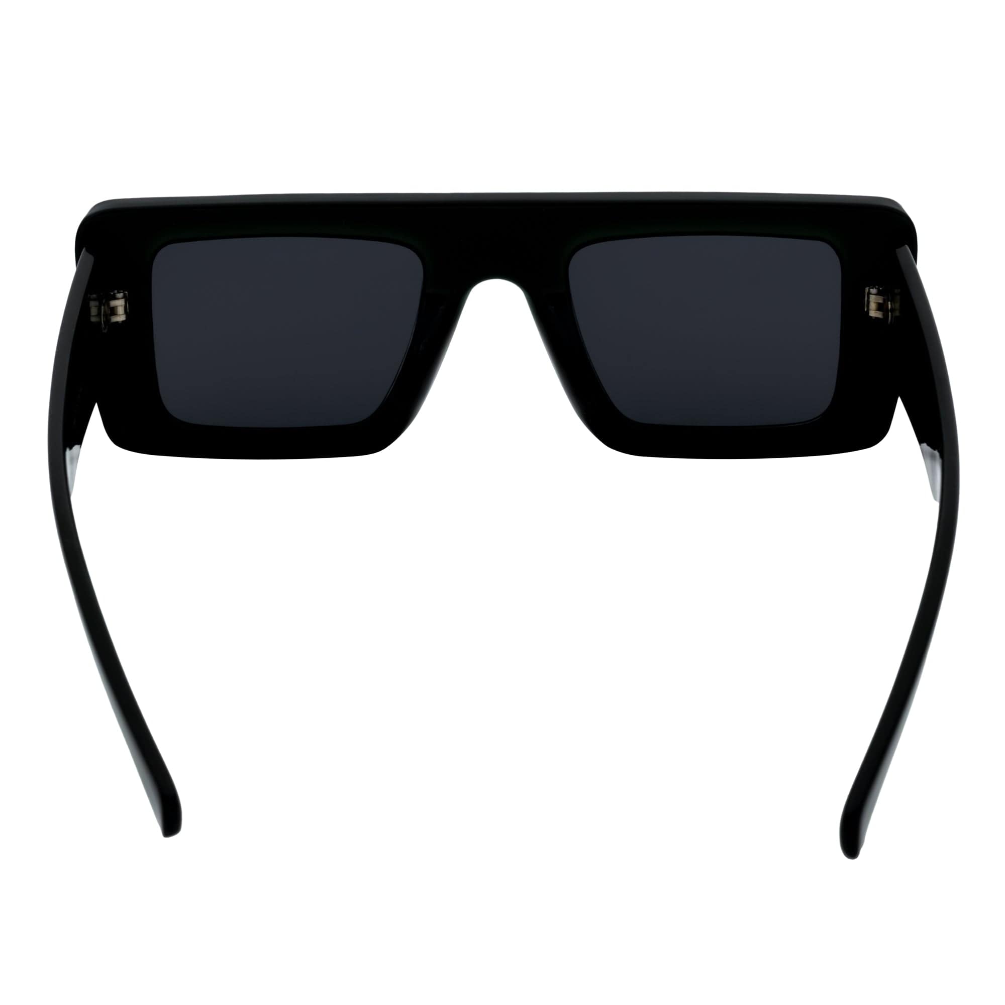 OFFSET - Two-Tone 90s Retro Thick Rectangle Sunglasses Black-Purple Smoke Tint