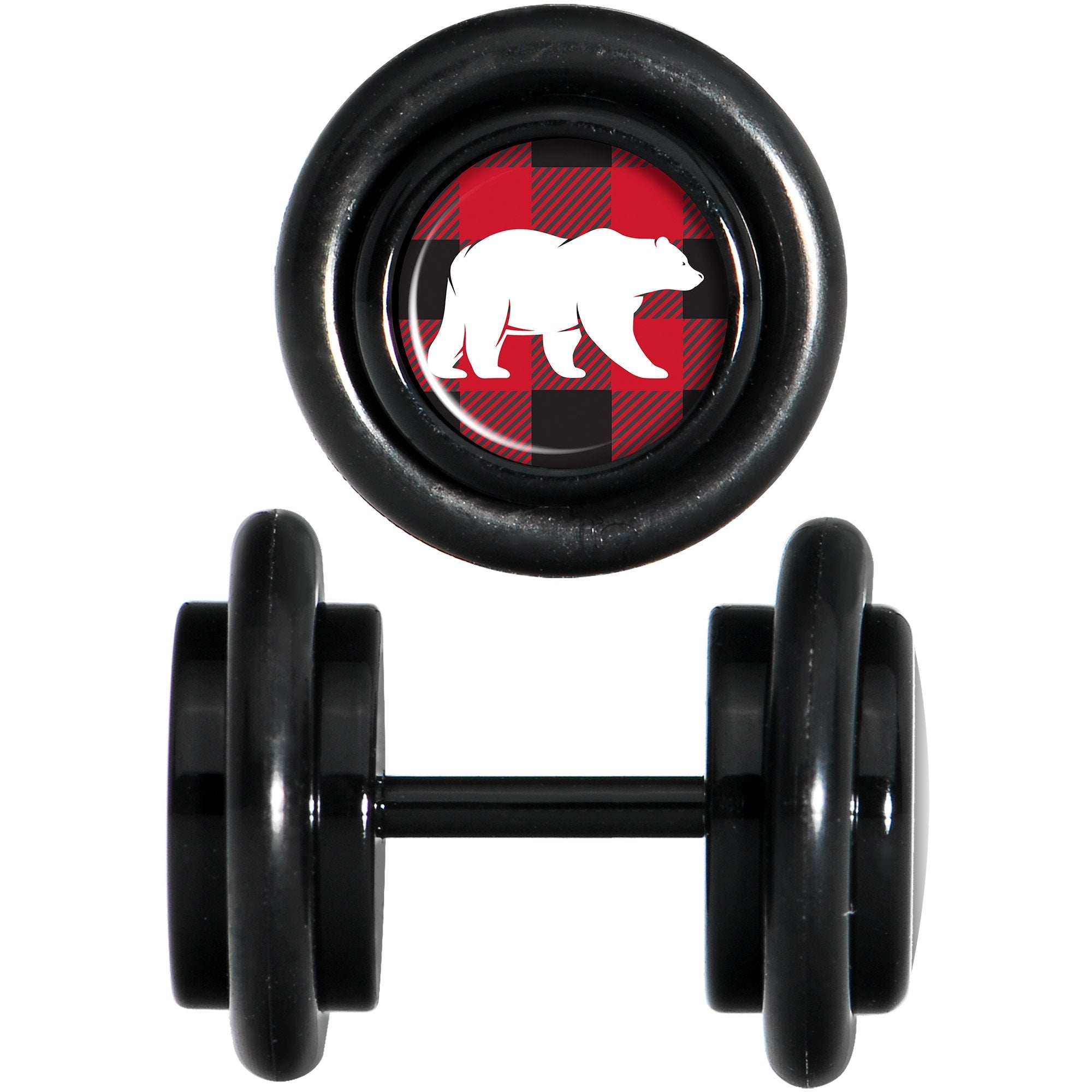 Red Black Plaid Polar Bear Black Cheater Plug Set