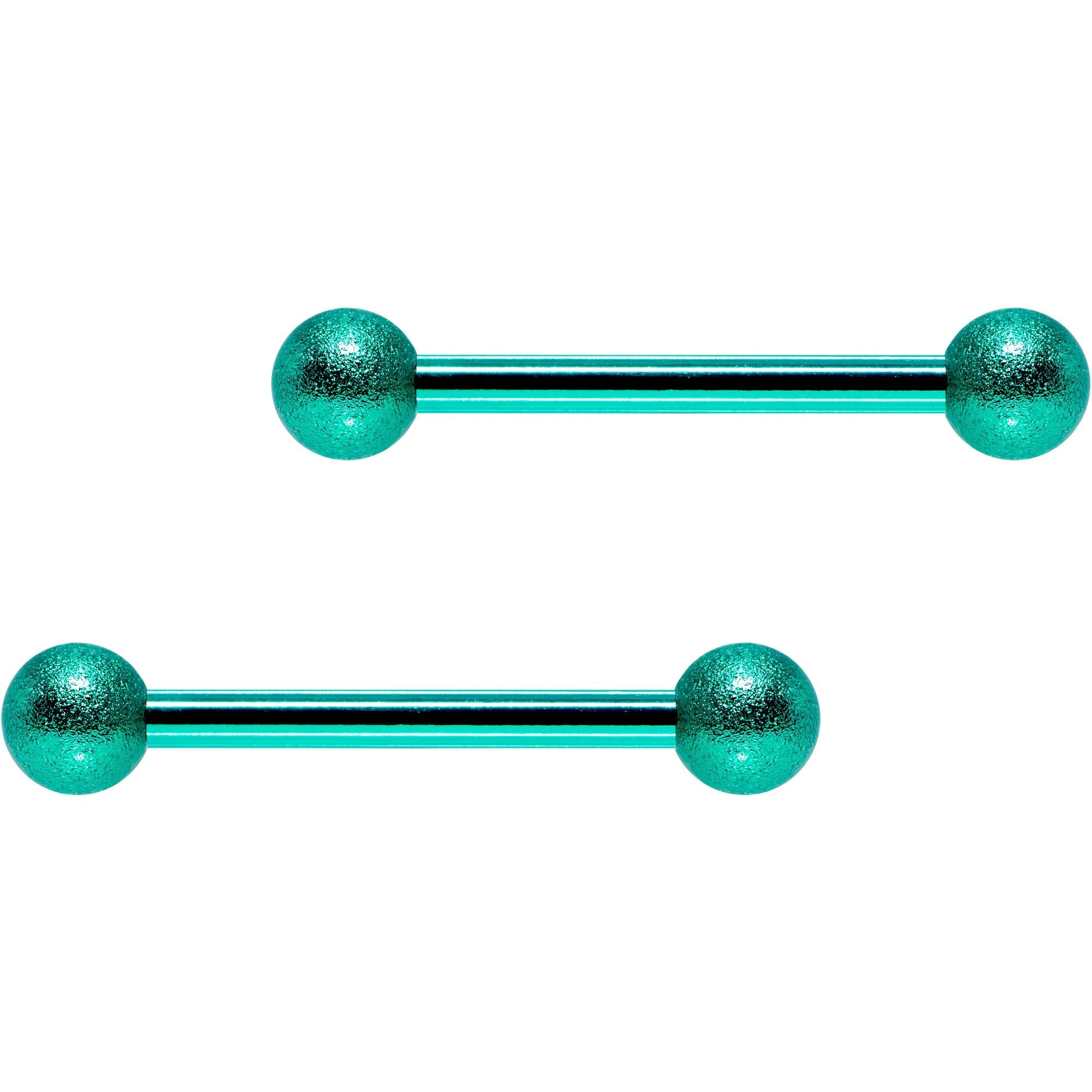 Green Color PVD Sandblasted Barbell Nipple Ring Set