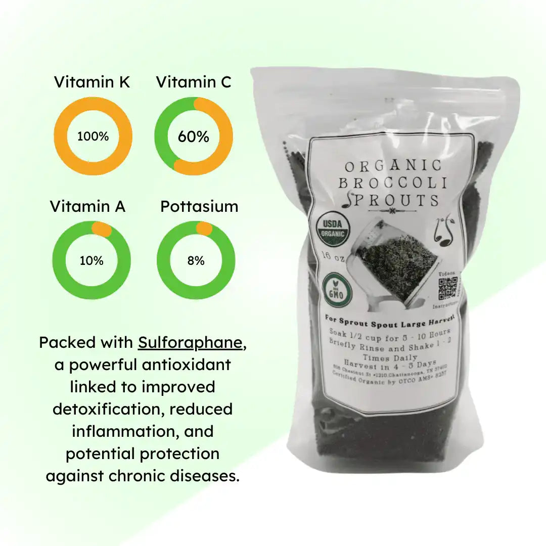 Sprout Spout Broccoli Starter Kit: Sprout Spout + 4oz or 1lb seeds + Free Sprout Scoop