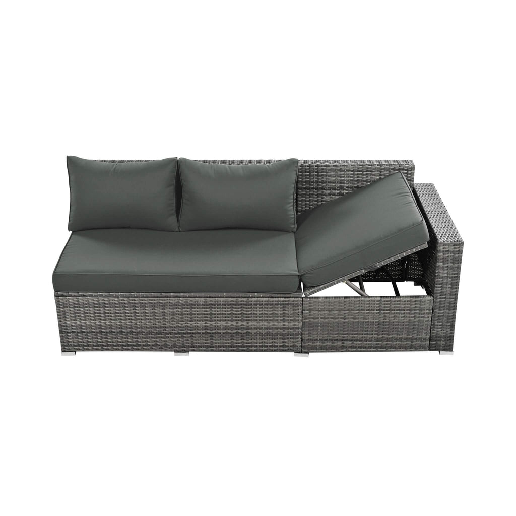 Alora Outdoor 6-Piece All-Weather PE Rattan Sofa Set With Adjustable Seat, Storage Box, Removable Covers, And Tempered Glass Table Top (SAK37221)