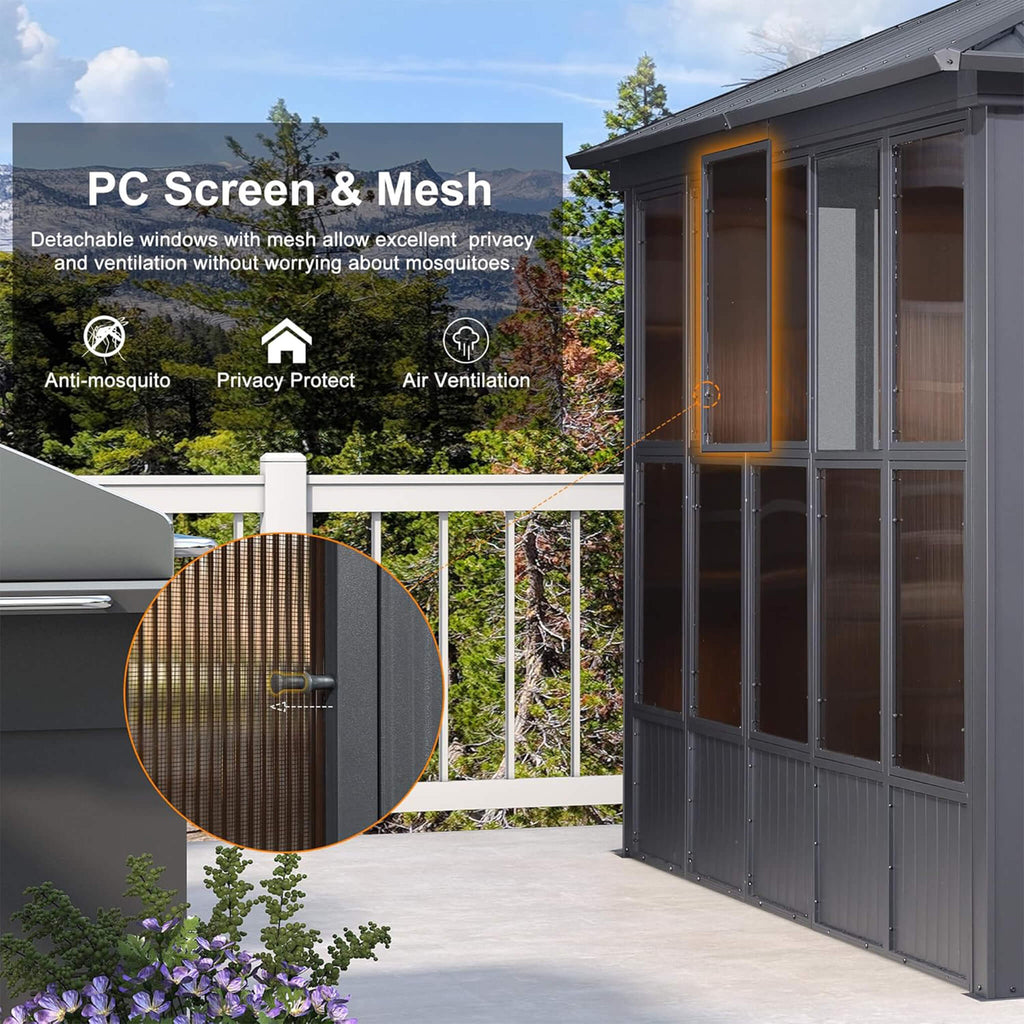Alora Vista Outdoor Hardtop Aluminum Solarium With Double Roof And LED Lights (SAK42086)