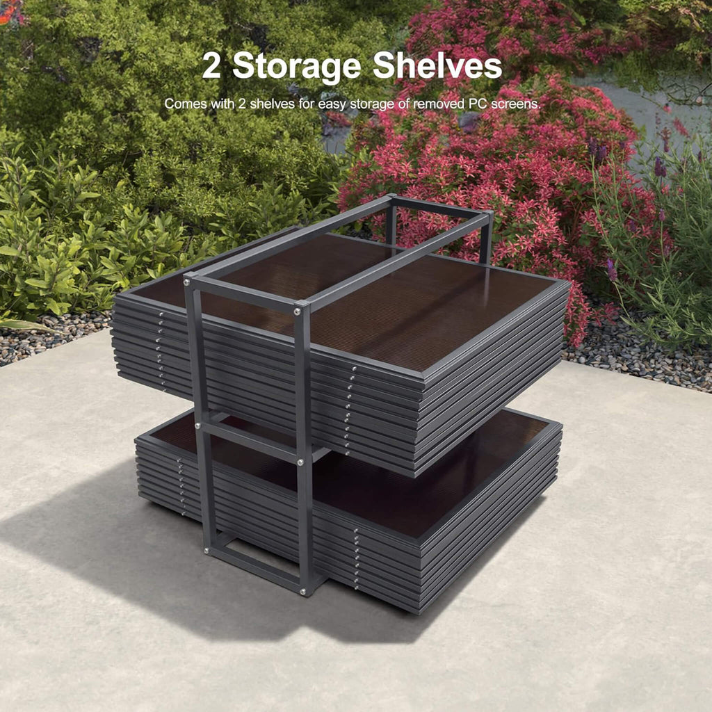 Alora Vista Outdoor Hardtop Aluminum Solarium With Double Roof And LED Lights (SAK42086)