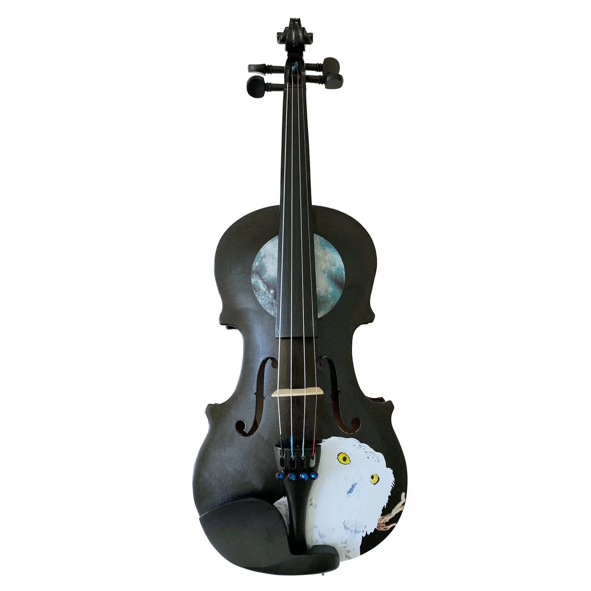 Mystic Owl Midnight Black Violin Outfit | Hand Applied Artwork & Bow
