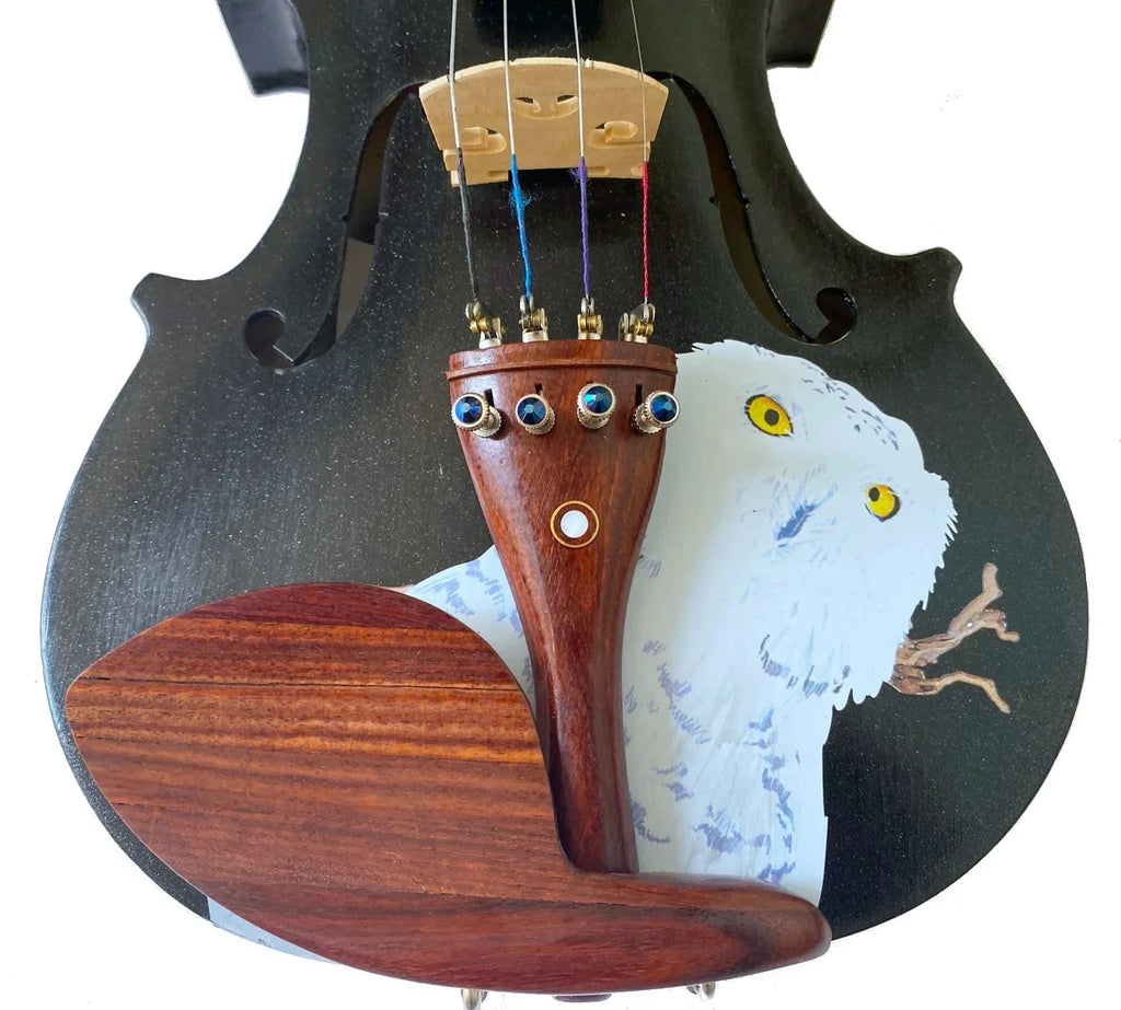 Mystic Owl Midnight Black Violin Outfit | Hand Applied Artwork & Bow