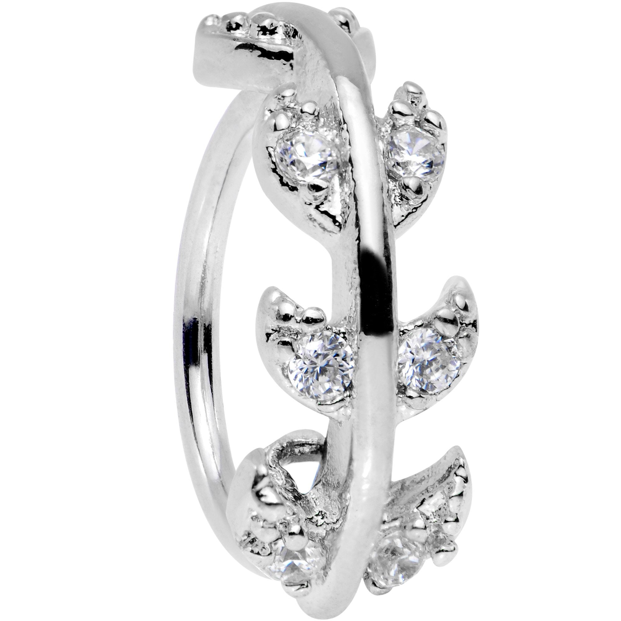18G Clear CZ Gem Leafy Seamless Circular Ring