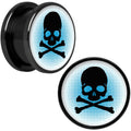 Blue Black Skull Black Anodized Screw Fit Plug Set 5/8