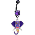 Purple CZ Gem Black PVD Purple Imperial Elephant Dangle Belly Ring