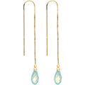 Green Gem 14K Gold Threader Earrings Created with Swarovksi Crystals