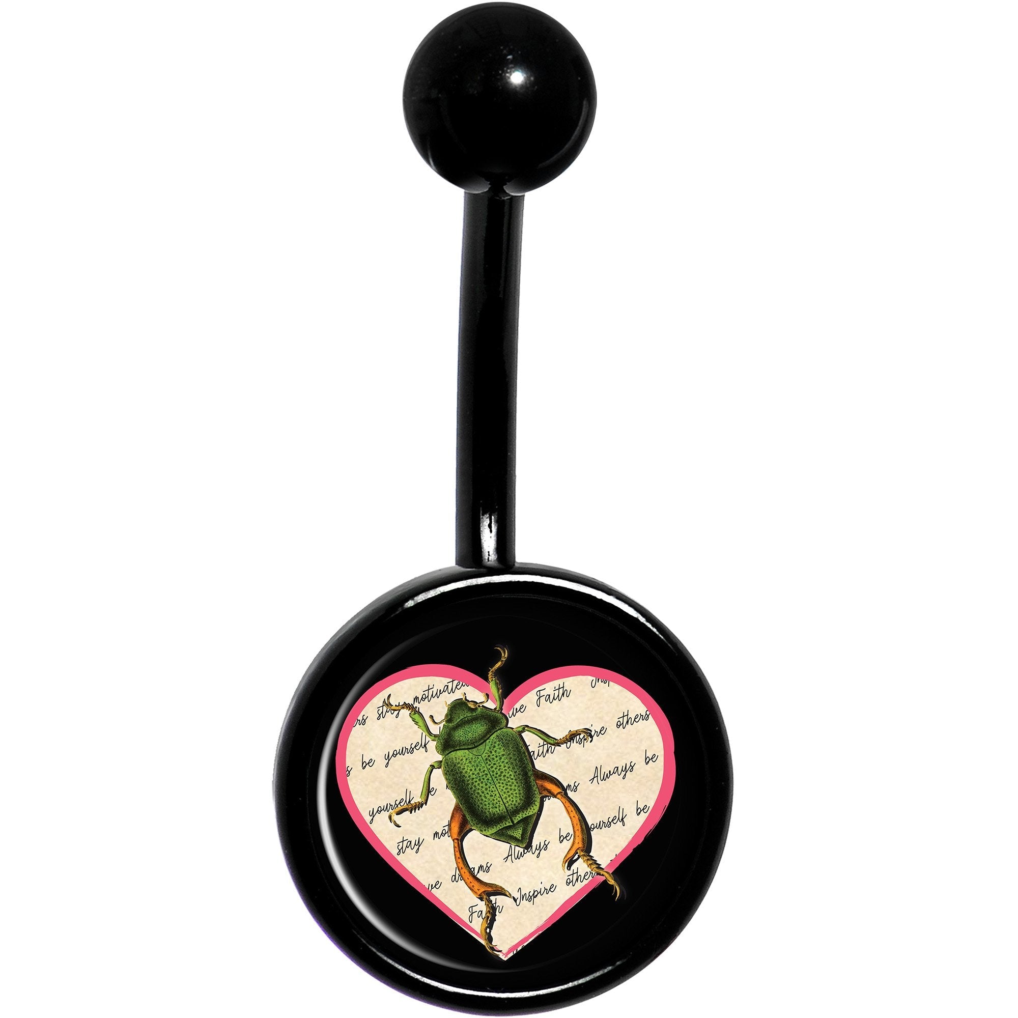Love Letter Beetle Bug Black Belly Ring