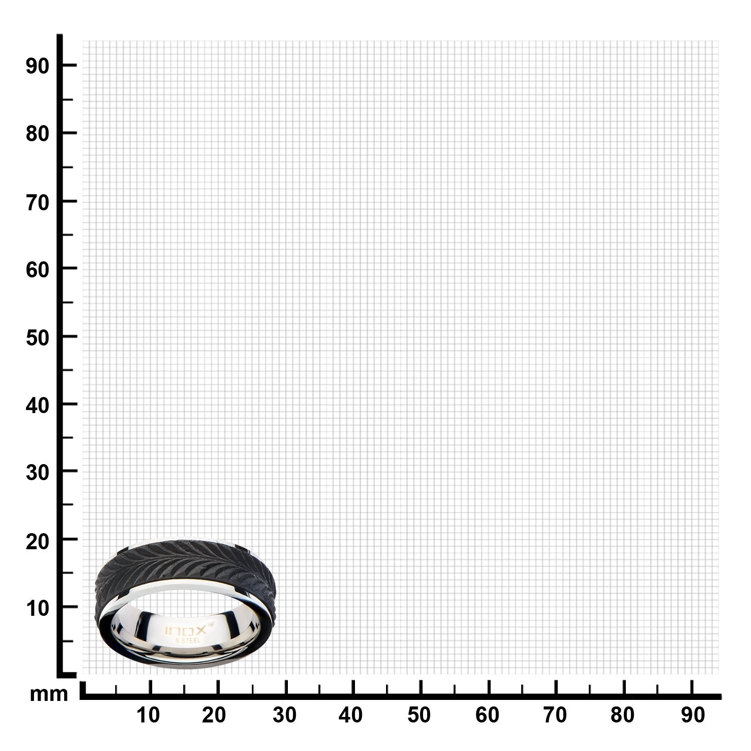 Mens Center Solid Carbon Fiber Leaf Patterned Stainless Steel Ring