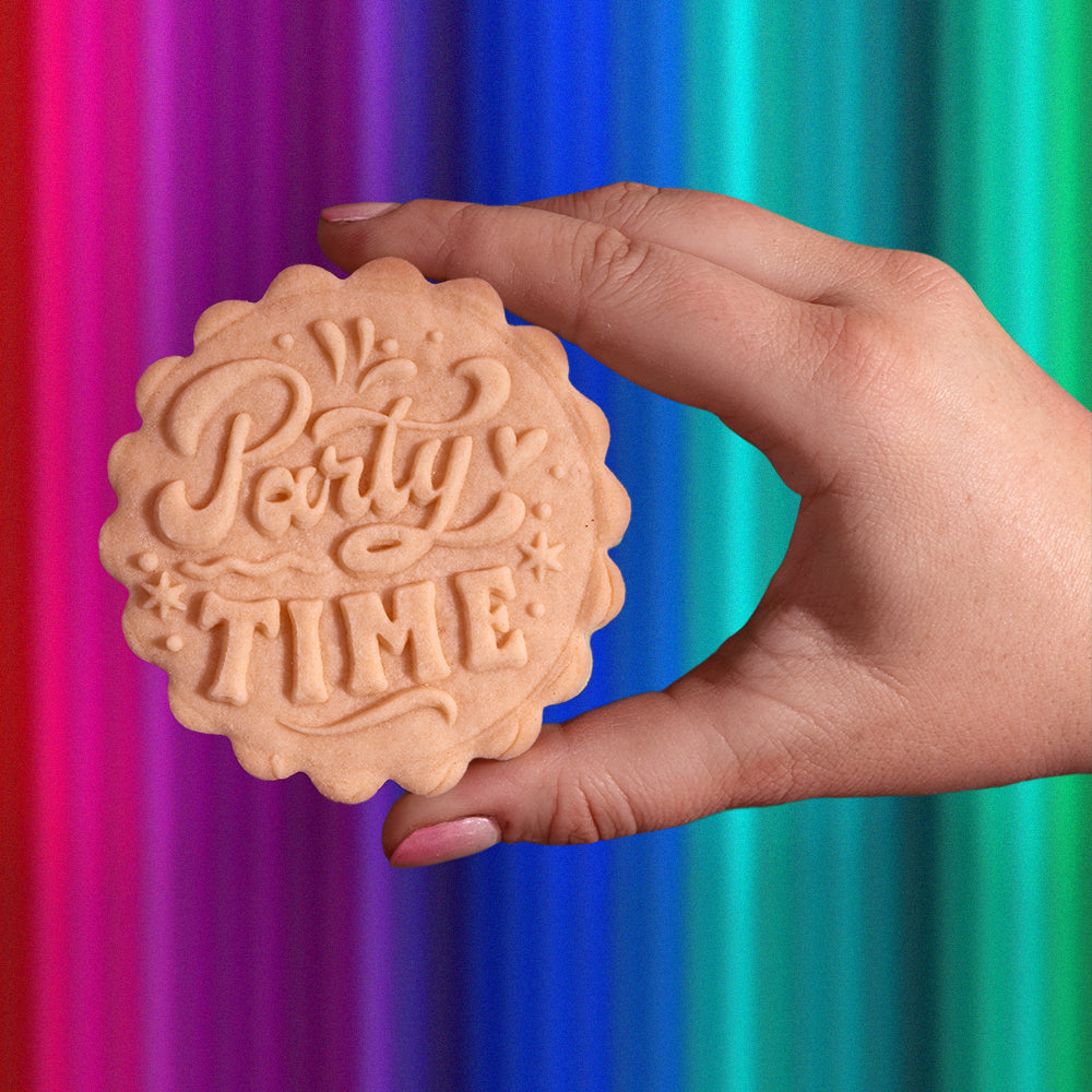 Embossed Birthday Cookie Stamp - "HBD" HAPPY BIRTHDAY