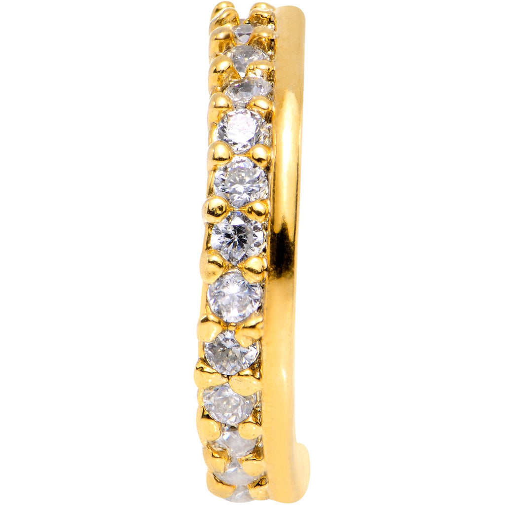 20G Clear CZ Gem Gold Tone Sleek Seamless Circular Ring