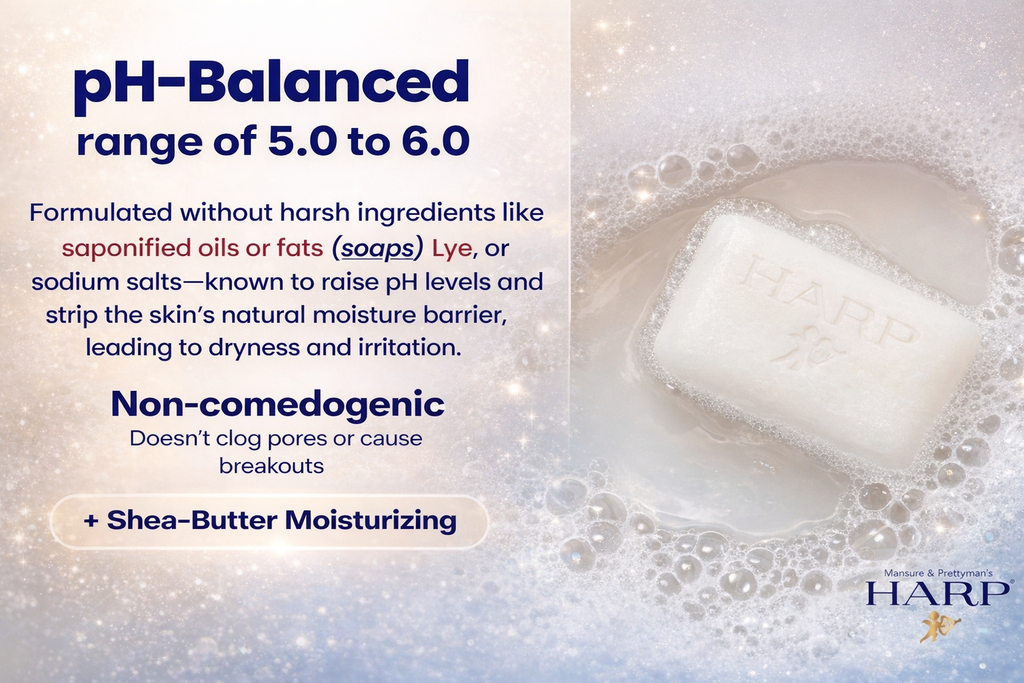 HARP® Vanilla Lavender Body Wash Bar – pH Balanced (5.0–6.0) Syndet Cleanser, Soap-Free & No Lye, Non-Comedogenic, Gentle for Sensitive & Dry Skin, With Shea Butter & Borage Oil. 5oz Bar.
