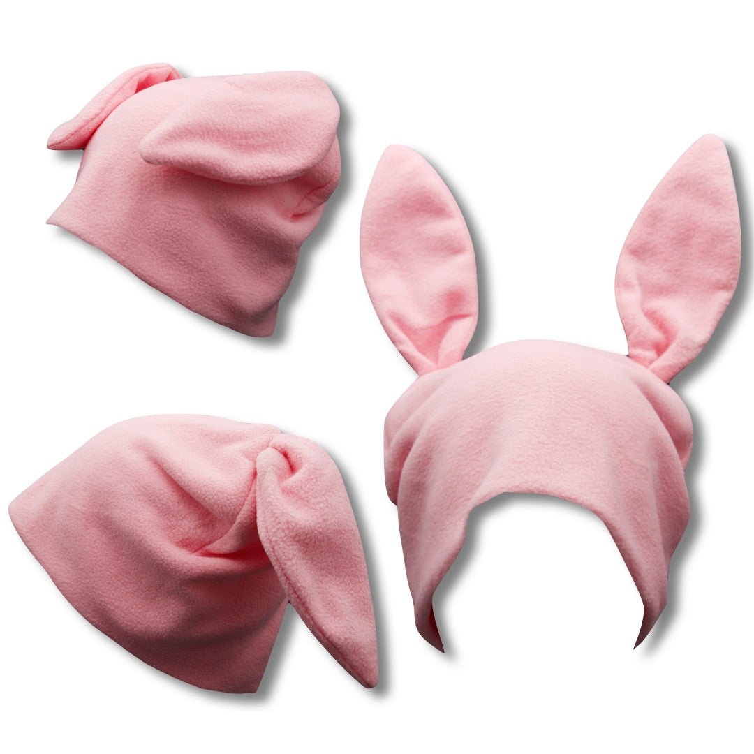Pink Fleece Bunny Beanie – Kaw up  Winter Hat with Bunny Ears for Alt Fashion, Cosplay & Cozy Style