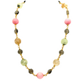 Pink Jade, Prehnite, Smoke Topaz, And Citrine Link Necklace