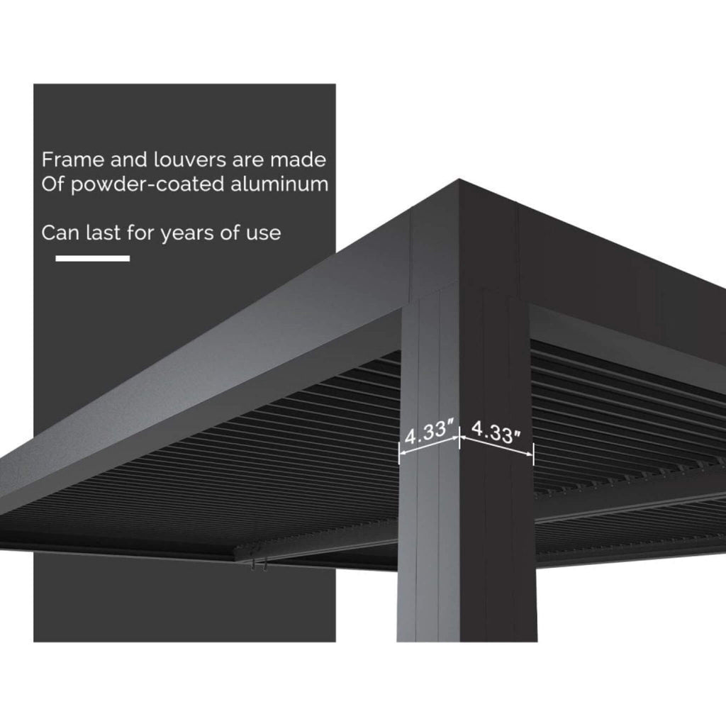 [12X16FT] Alora Premium Outdoor Gray Aluminum Hardtop Pergola Gazebo With Adjustable Roof (SAK81364)
