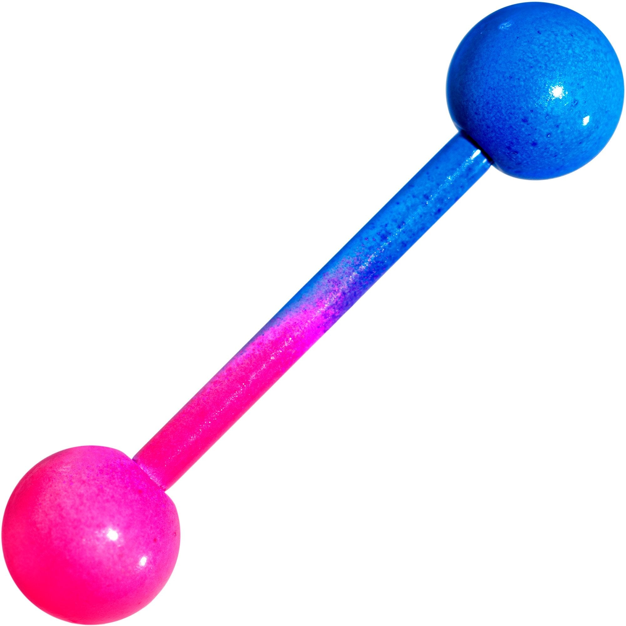 Color Plated Pink Blue Fade Barbell Tongue Ring