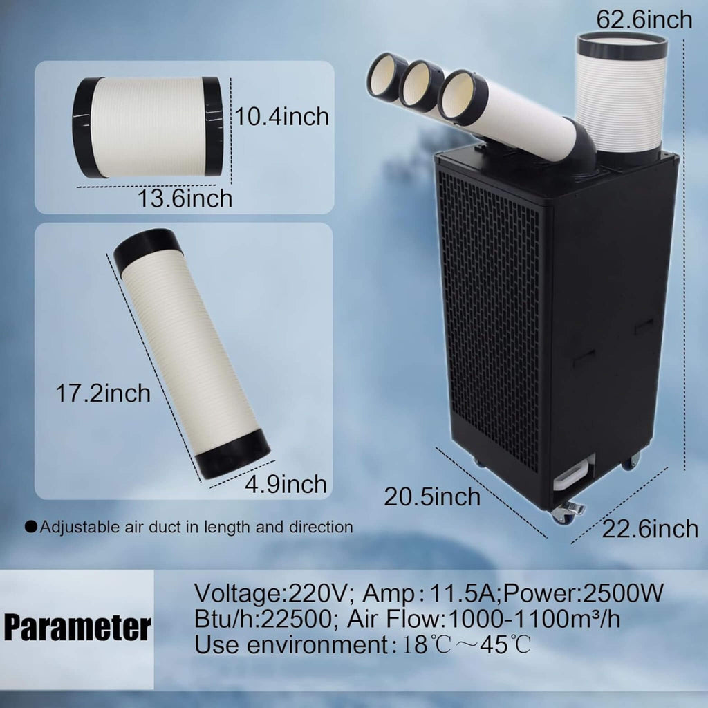 Portable 220V 2.5KW Outdoor 22K BTU Industrial Spot Cooling Air Conditioner (SAK42058)