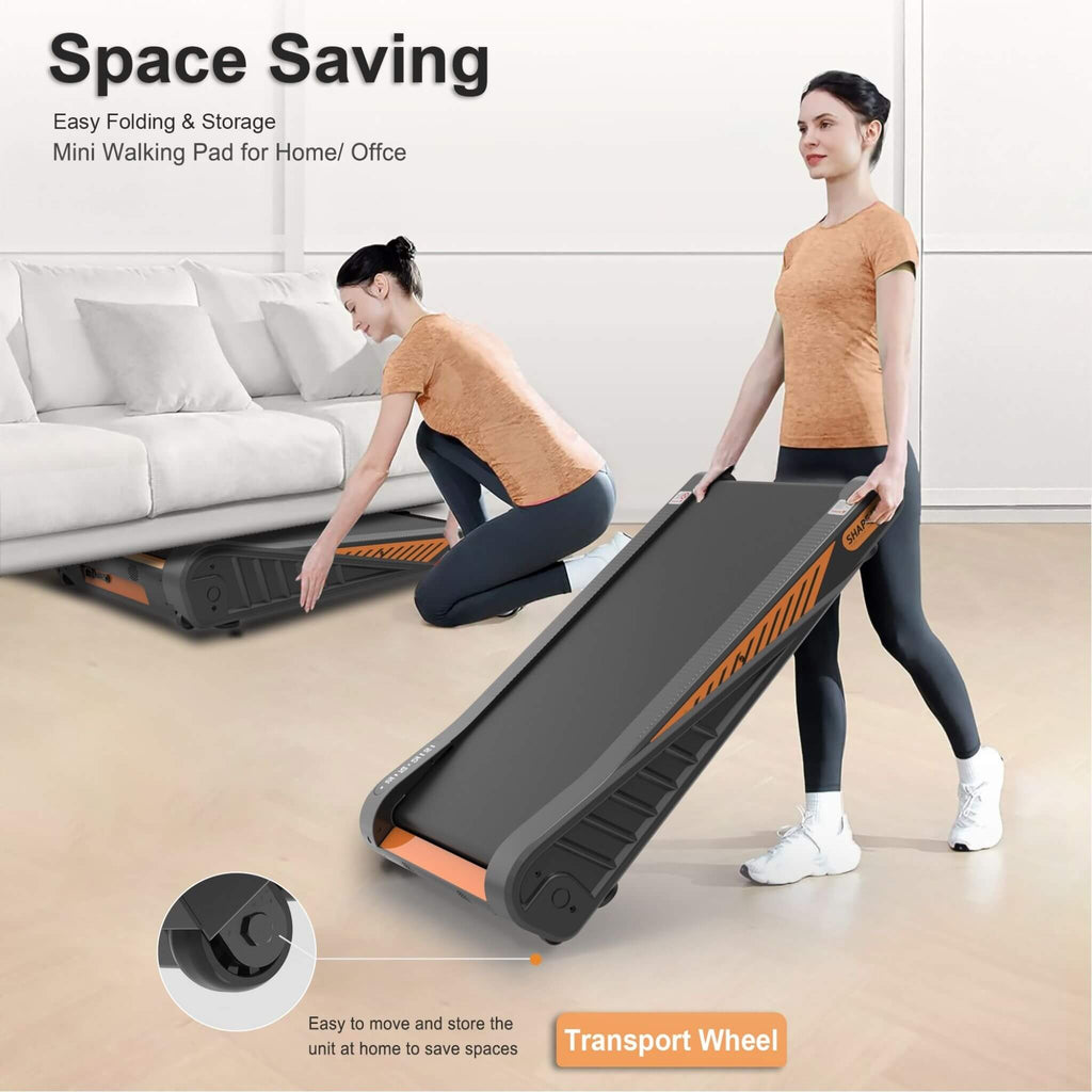 Rovix Portable Compact 2HP Under Desk Treadmill With Safety Key And Wheels for Home And Office Workouts (SAK72810)