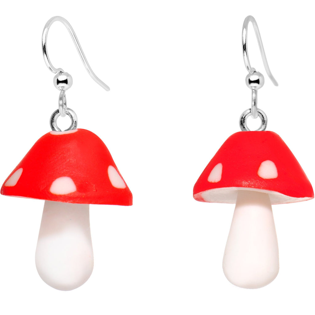 Handcrafted Silver Plated Trippy Mushrooms Fishhook Earrings