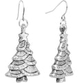Silver Plated Winter Christmas Trees Fishhook Earrings