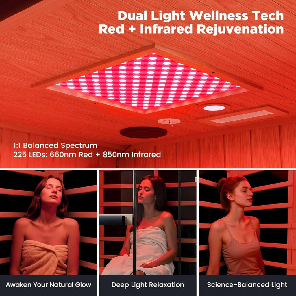 Thermora Pandora Premium 2-Person Indoor Infrared Sauna With Red Light Therapy And Himalayan Salt Rocks (SAK67305)