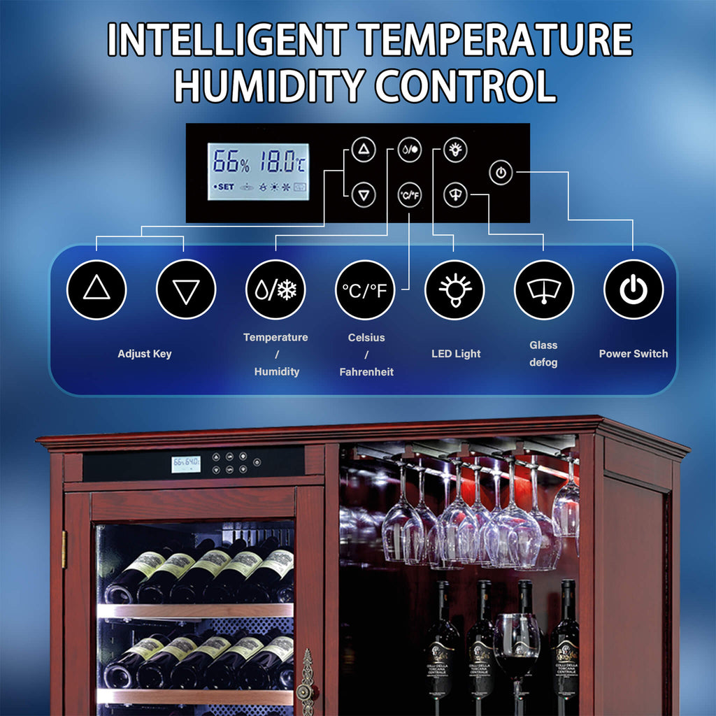 Nuvia 69-Bottle Wooden Wine Cooler Cabinet With Built-In Storage (SAK17539)