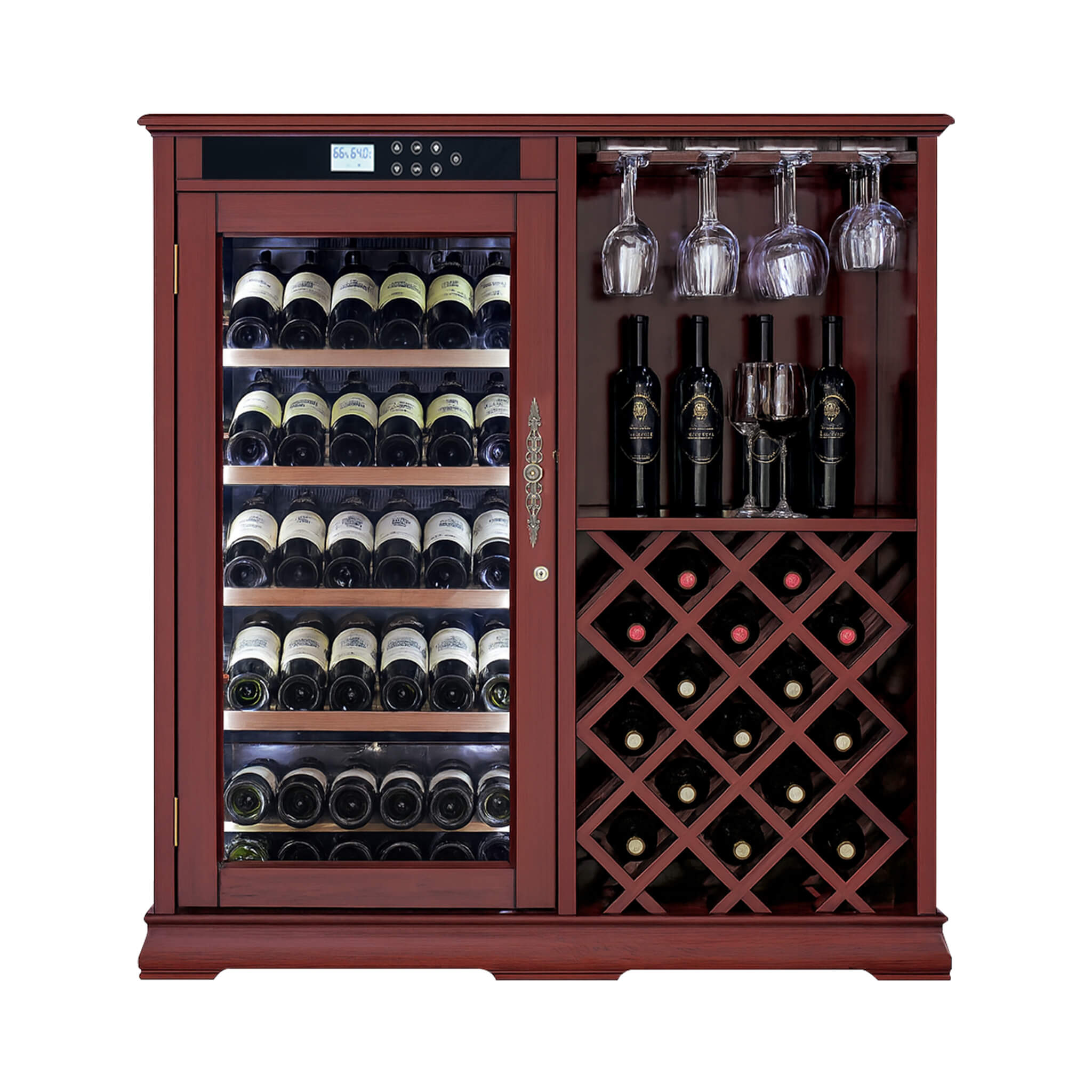 Nuvia 69-Bottle Wooden Wine Cooler Cabinet With Built-In Storage (SAK17539)