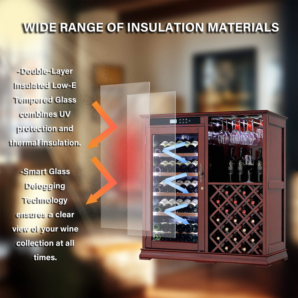 Nuvia 69-Bottle Wooden Wine Cooler Cabinet With Built-In Storage (SAK17539)