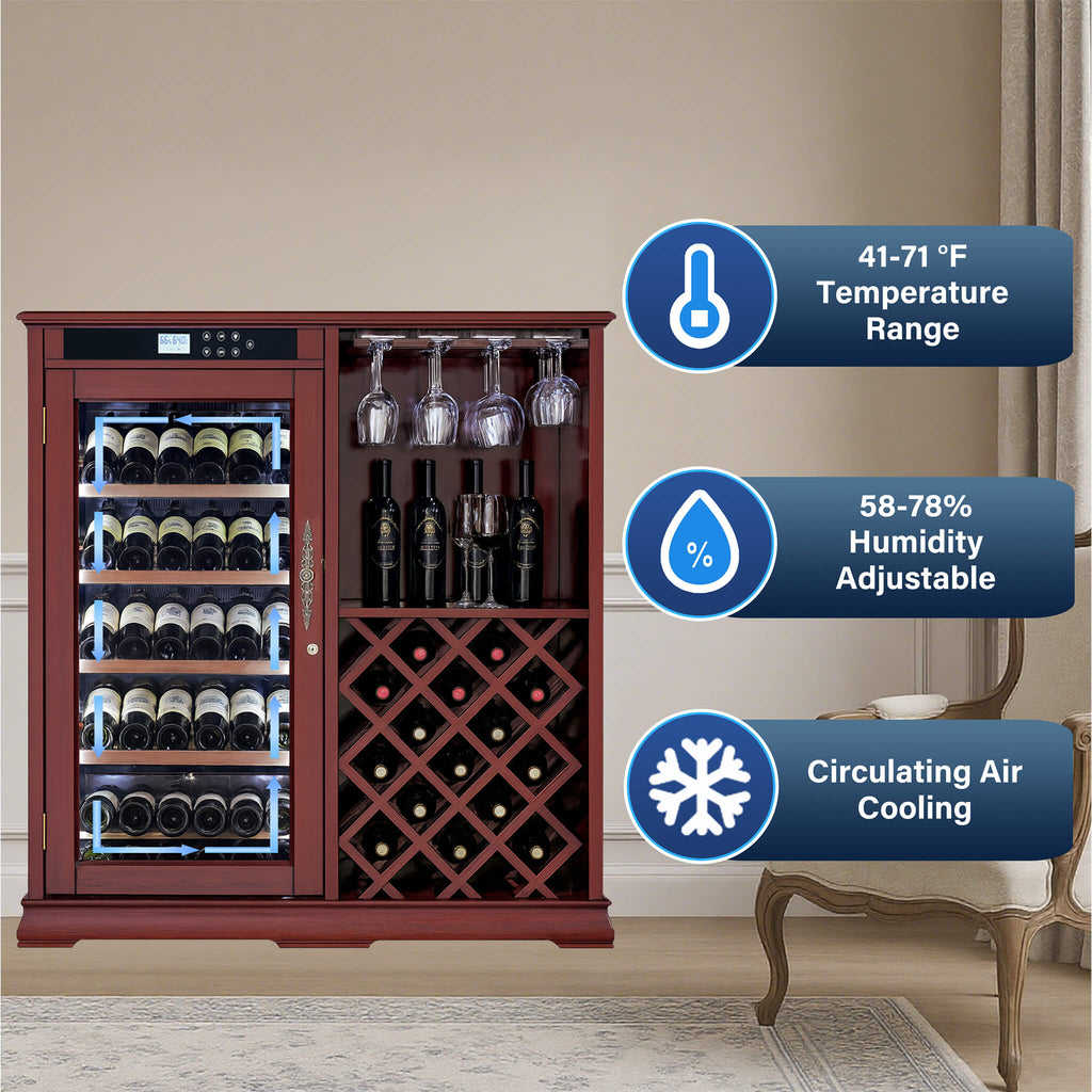 Nuvia 69-Bottle Wooden Wine Cooler Cabinet With Built-In Storage (SAK17539)