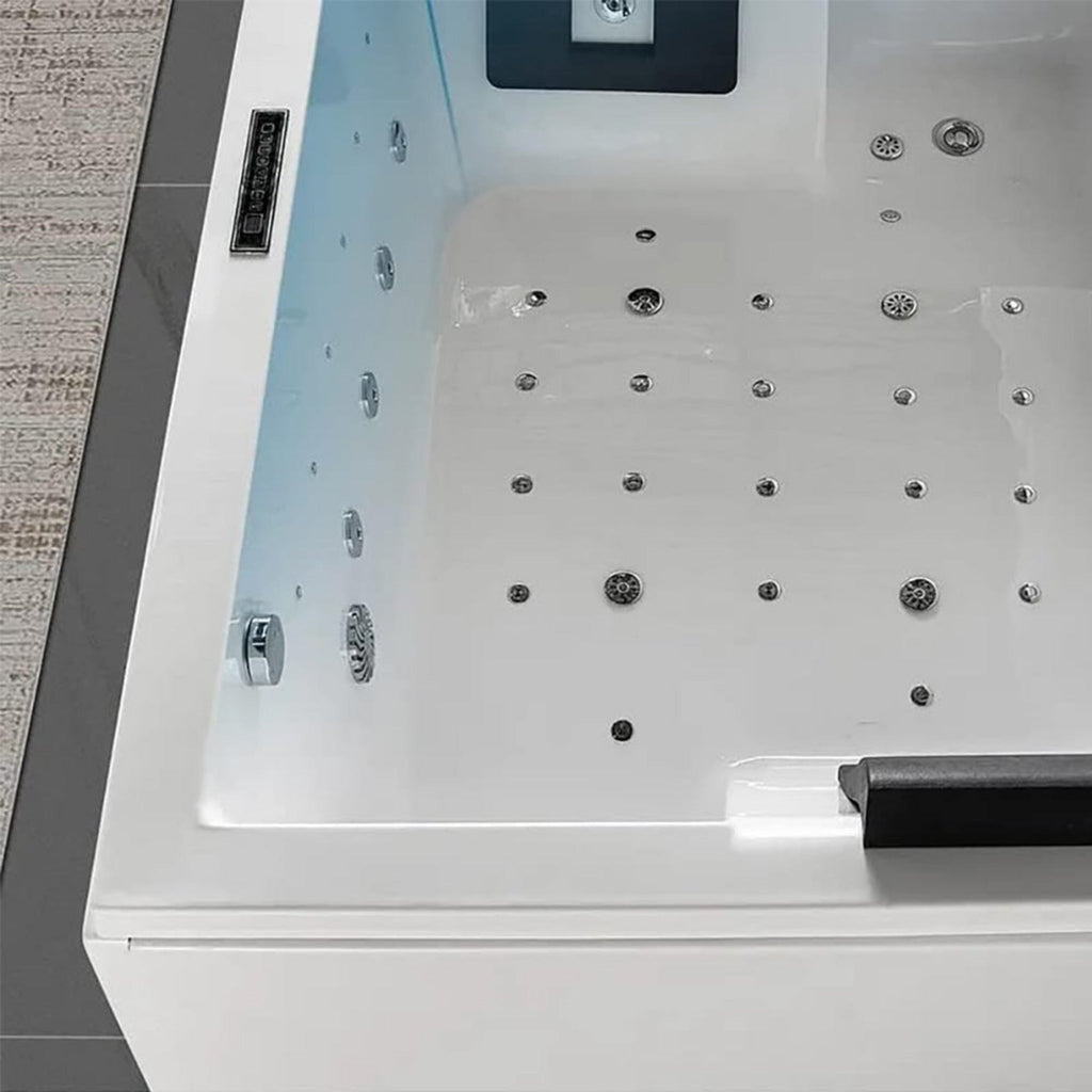 Nuvia Luxara 71-Inch Premium Modern Acrylic Soaking Bathtub With Bubble Jets And LED Lighting (SAK96231)