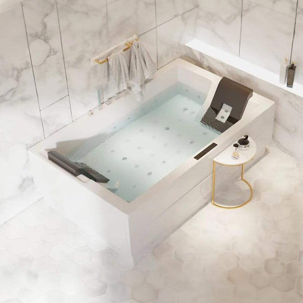 Nuvia Luxara 71-Inch Premium Modern Acrylic Soaking Bathtub With Bubble Jets And LED Lighting (SAK96231)