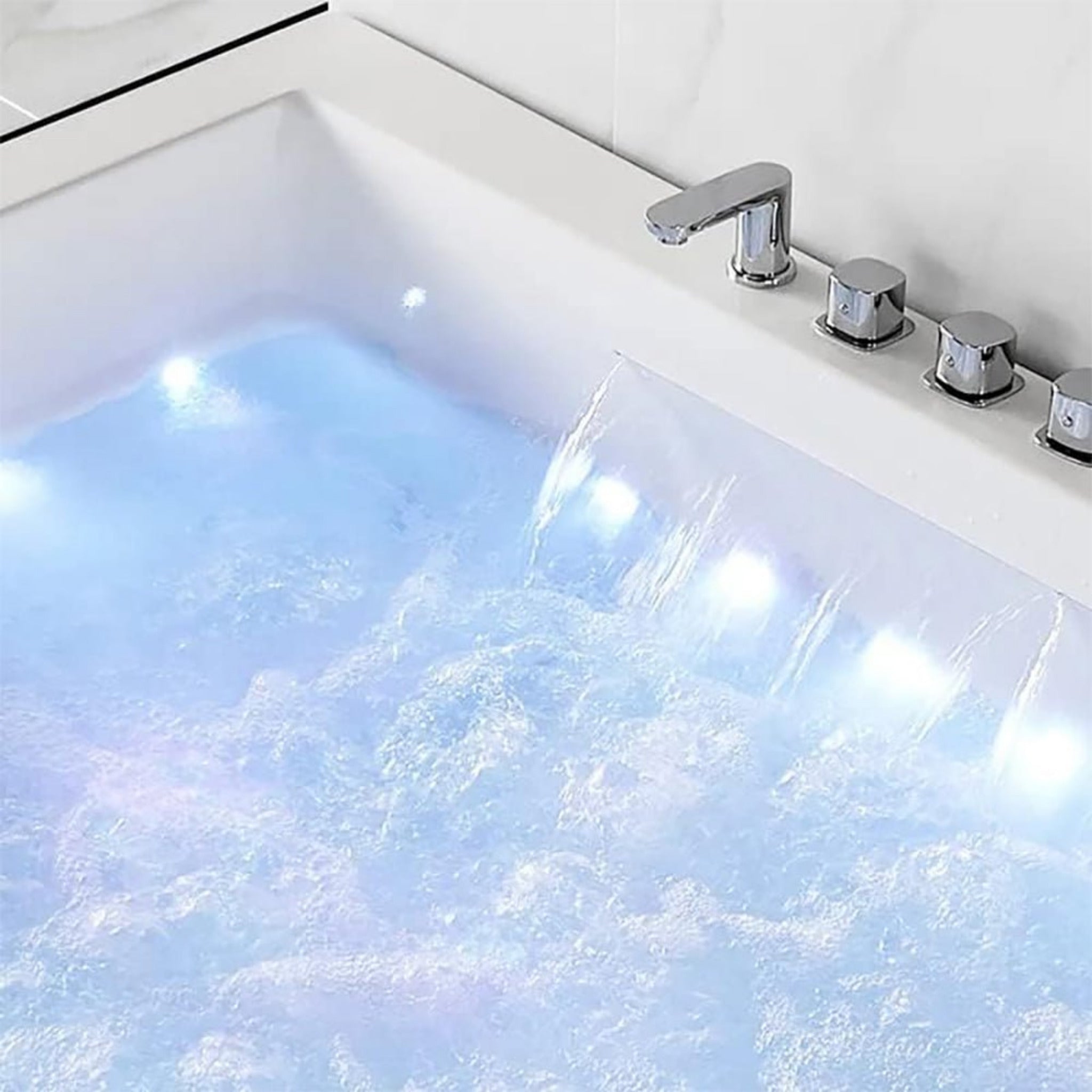 Nuvia Luxara 71-Inch Premium Modern Acrylic Soaking Bathtub With Bubble Jets And LED Lighting (SAK96231)