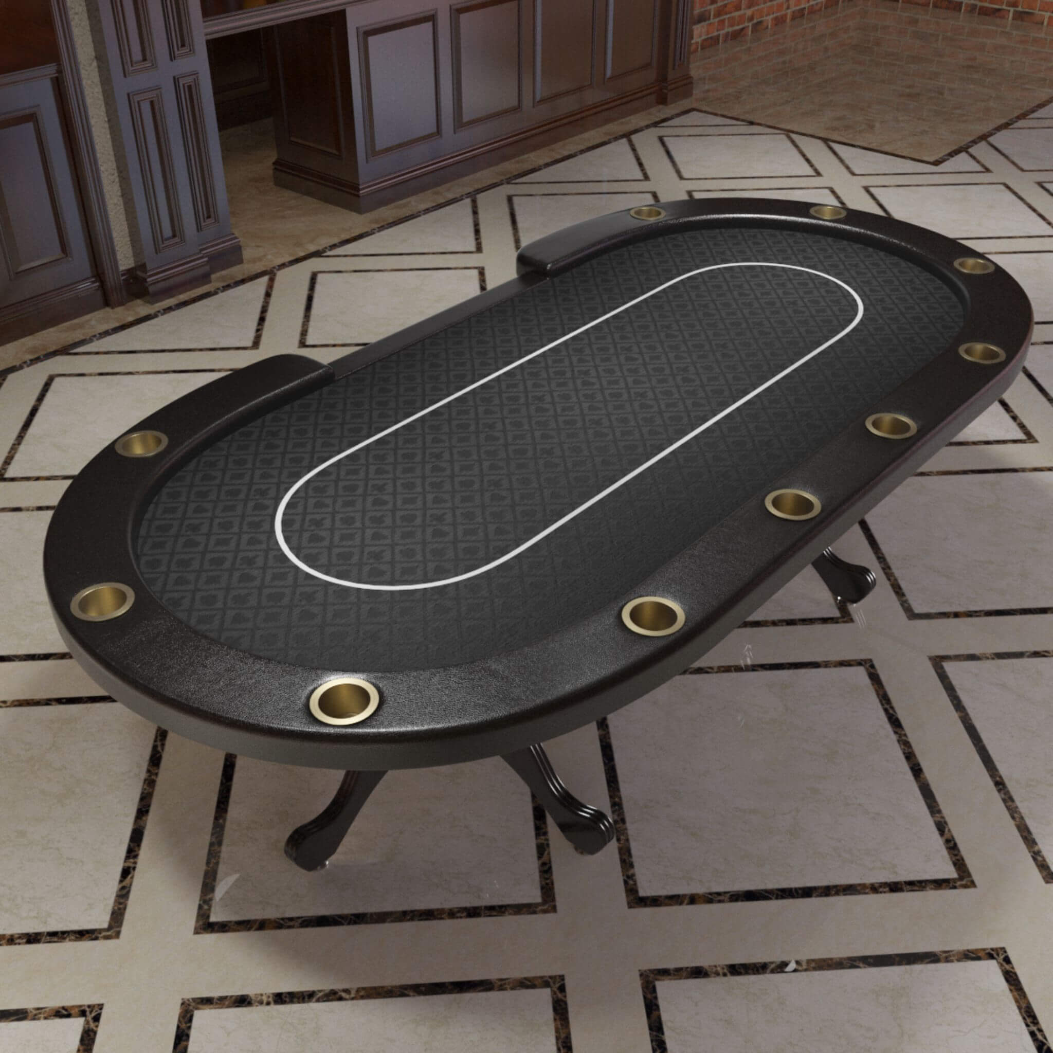 Premium 96-Inch 10-Player Oval Poker Table With Cup Holders (SAK51874)