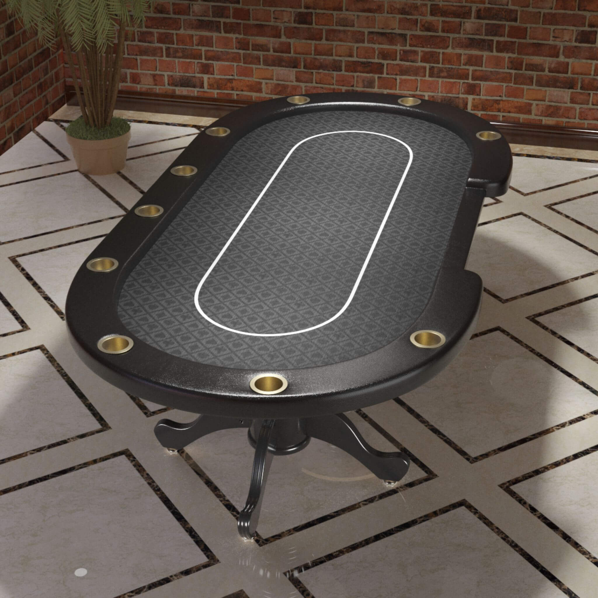 Premium 96-Inch 10-Player Oval Poker Table With Cup Holders (SAK51874)
