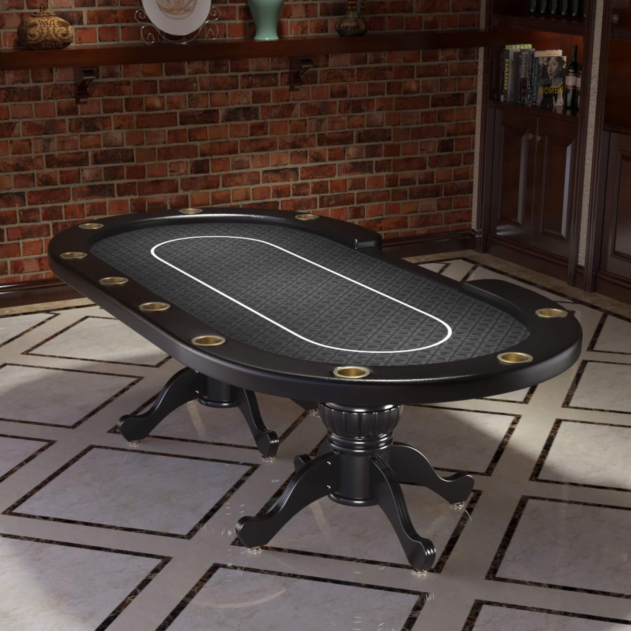 Premium 96-Inch 10-Player Oval Poker Table With Cup Holders (SAK51874)