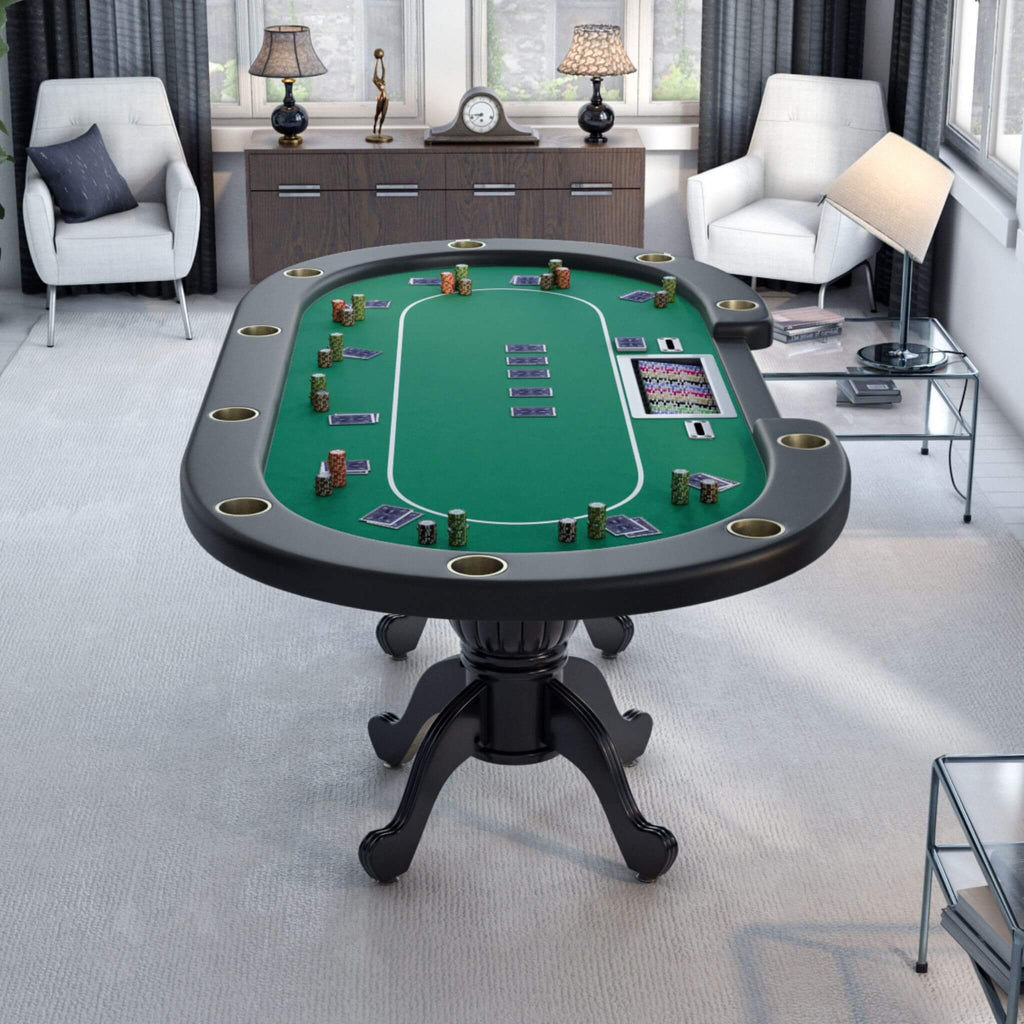 Premium 96-Inch Aura Oval Poker Table With Cup Holders, Chips Tray And Drop Box (SAK31045)