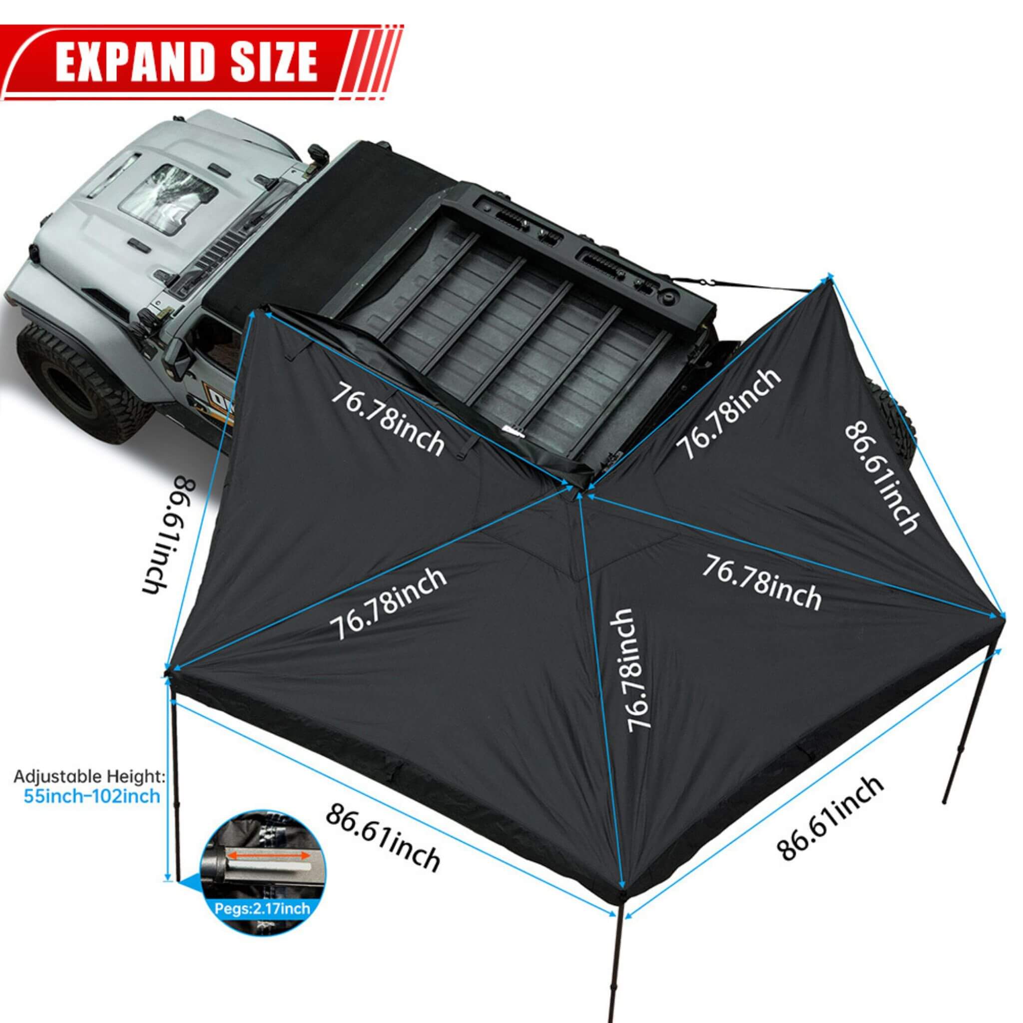 Trailora Horizon Premium All-Weather Top Only Multi-Functional 270 Degree Outdoor Awning House Tent (SAK24839)