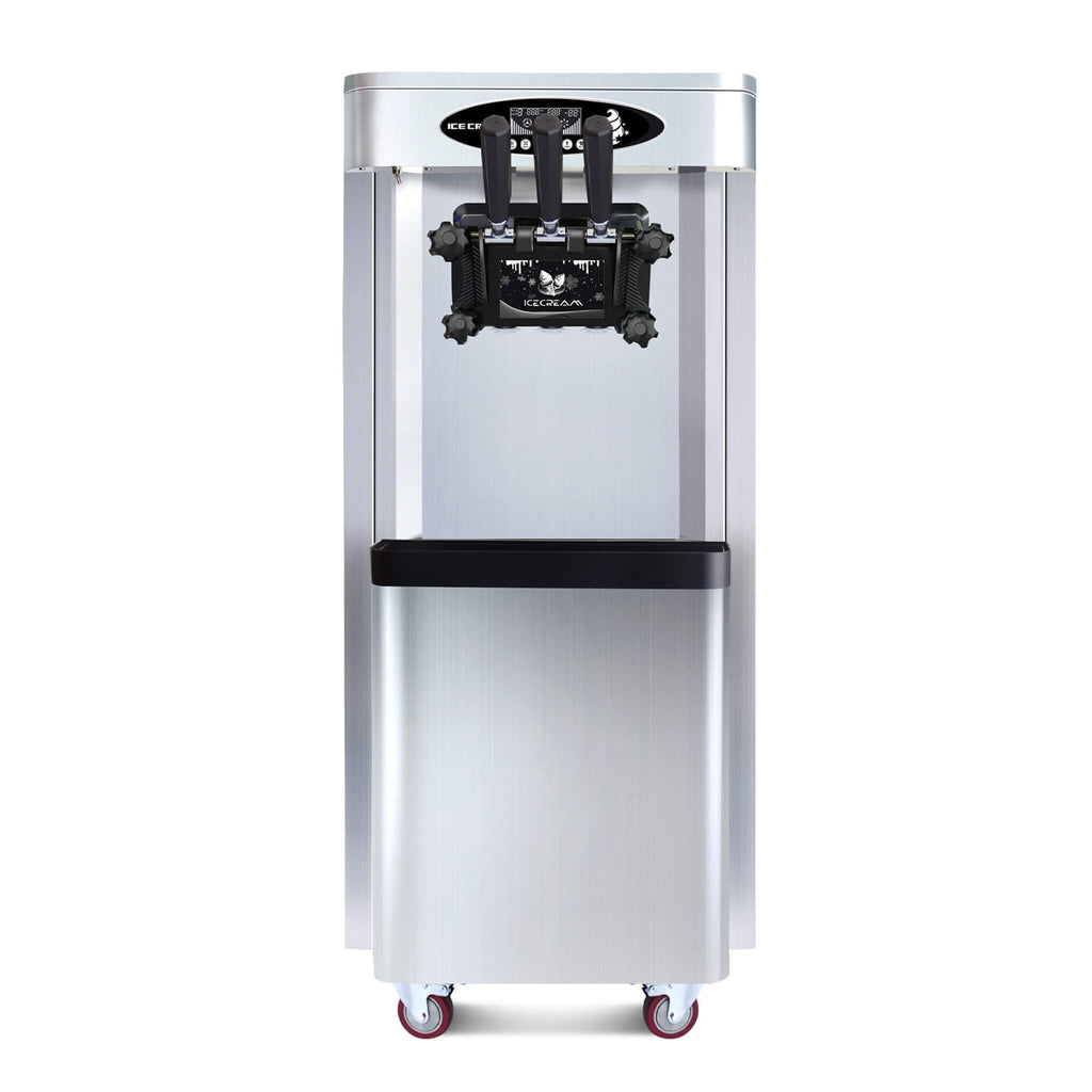 Premium Commercial Vertical 2000W 3-Flavor Soft Ice Cream Machine With Dual 6L Hoppers, 25-30L/H (SAK93406)