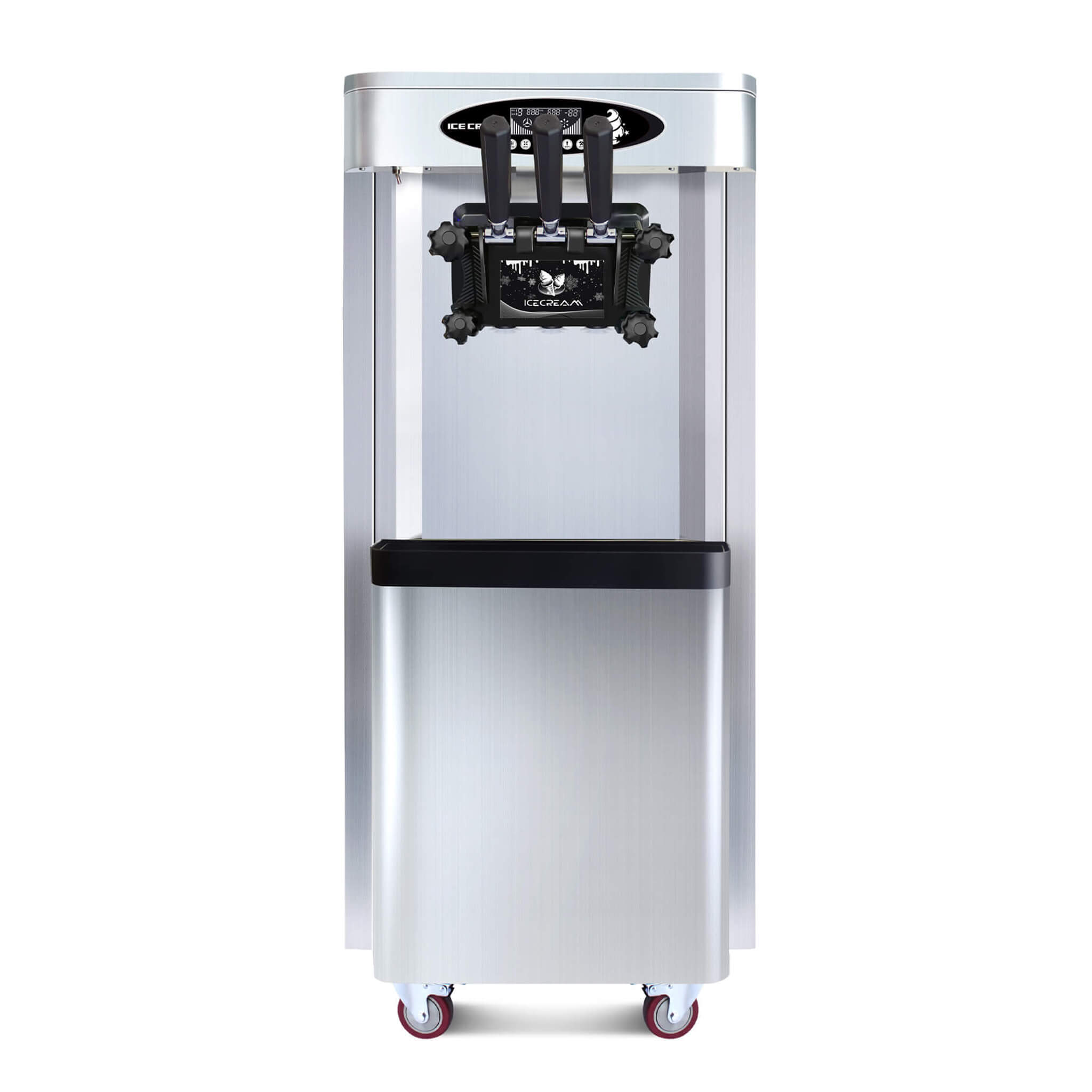 Premium Commercial Vertical 2000W 3-Flavor Soft Ice Cream Machine With Dual 6L Hoppers, 25-30L/H (SAK93406)