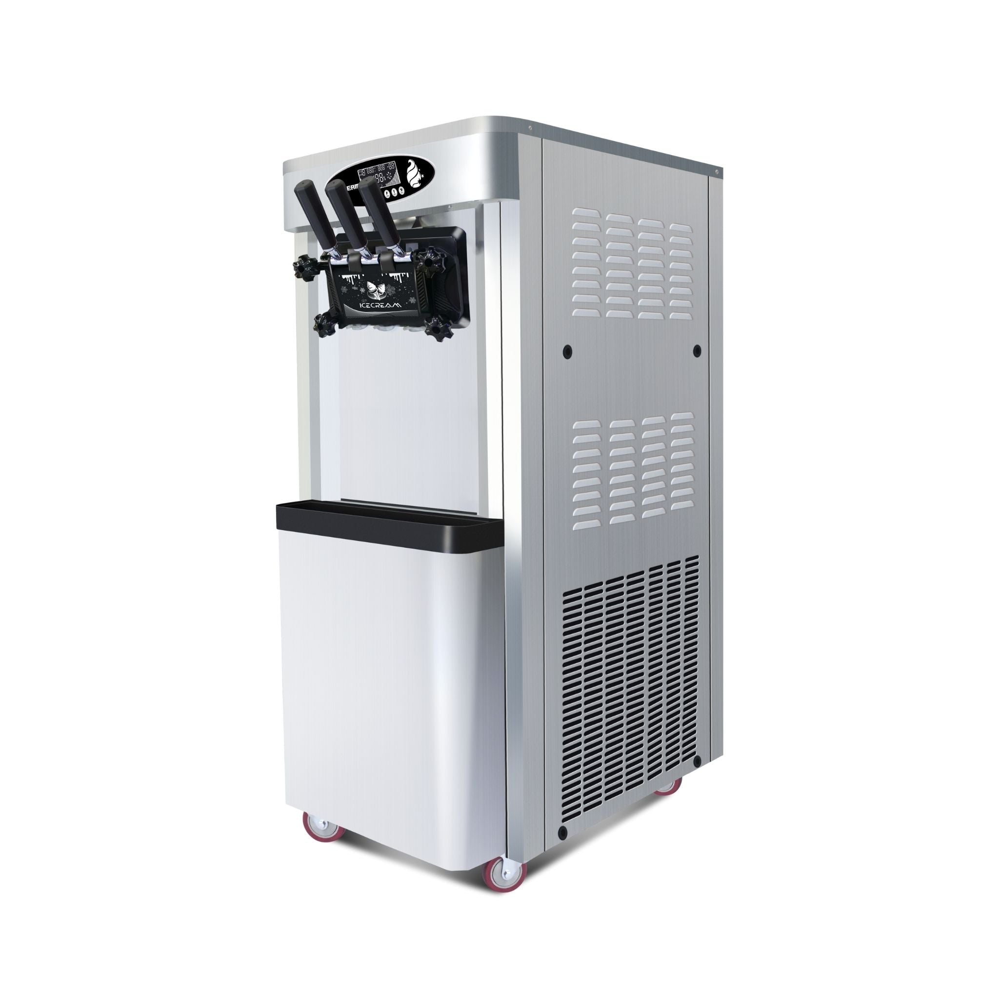 Premium Commercial Vertical 2000W 3-Flavor Soft Ice Cream Machine With Dual 6L Hoppers, 25-30L/H (SAK93406)
