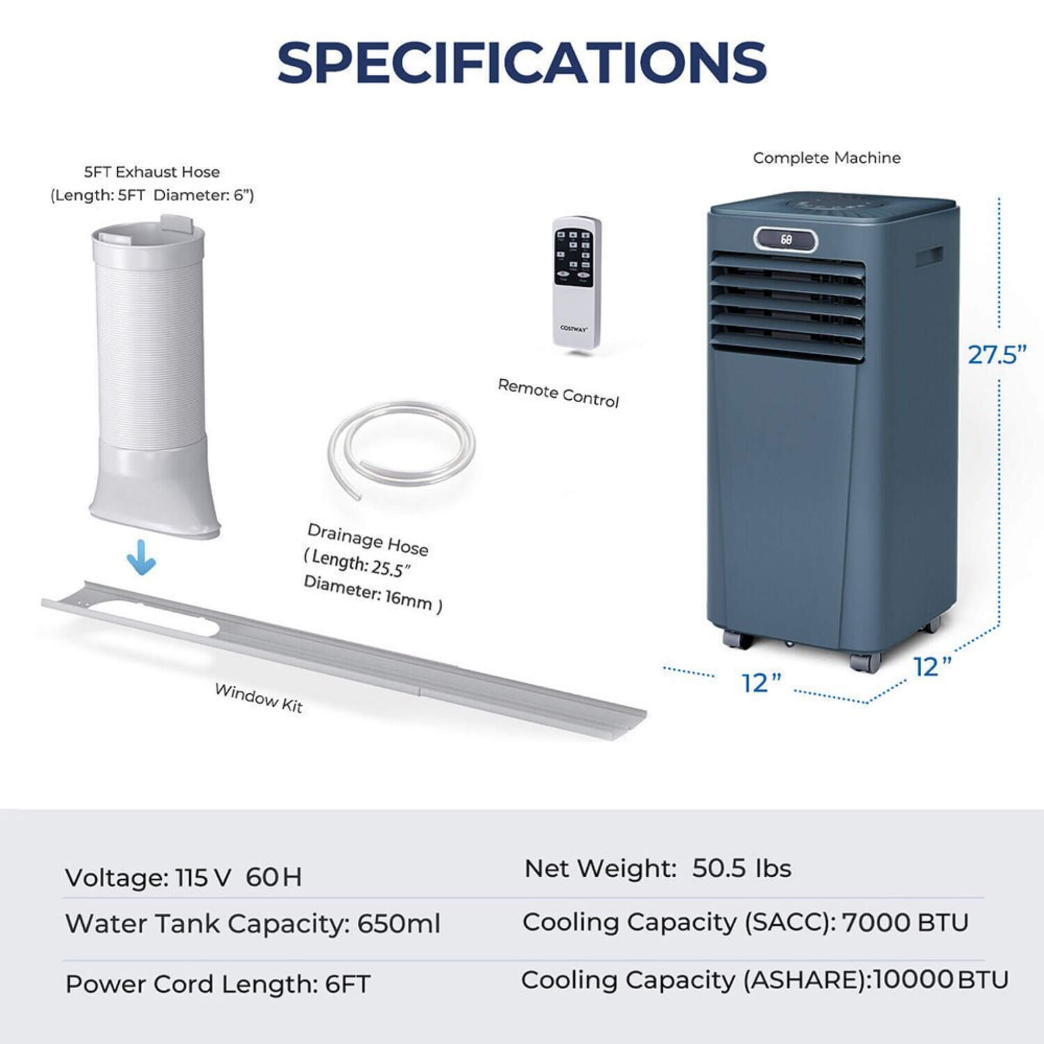Premium Freestanding AC Unit With Remote Control, 10K BTU (SAK41642)