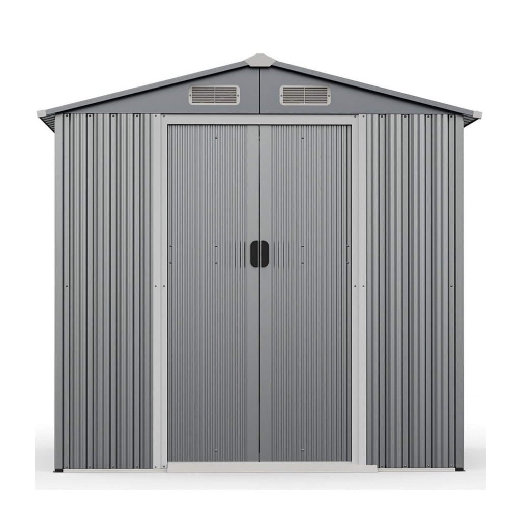 [04X06FT] Alora Premium Garden Galvanized Steel Storage Shed W/ Lockable Sliding Doors (SAK75842)