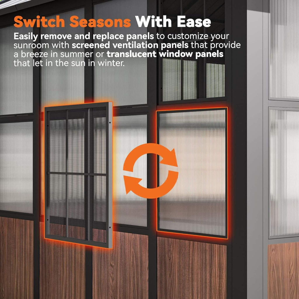 Alora Grandview Premium Hardtop Aluminum Sunroom Solarium With TV Mount And Sliding Doors (SAK60439)