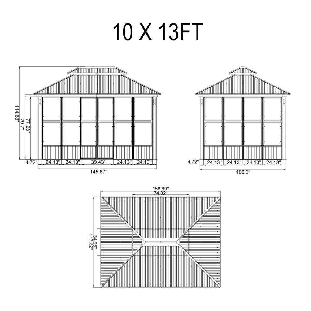 Alora Prestige Premium Hardtop Double Top Outdoor Patio Solarium Sunroom (SAK43078)