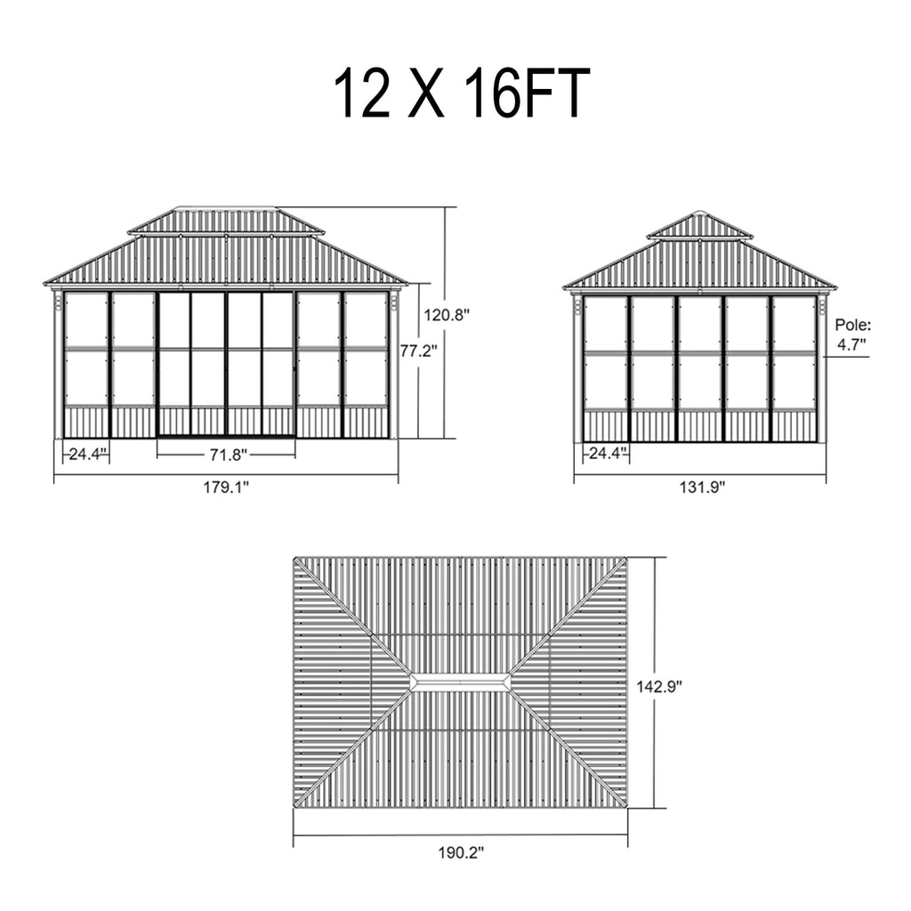 Alora Prestige Premium Hardtop Double Top Outdoor Patio Solarium Sunroom (SAK43078)