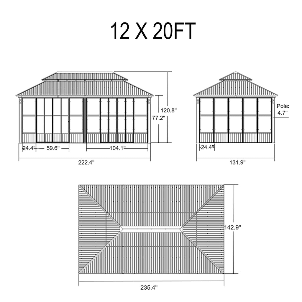 Alora Prestige Premium Hardtop Double Top Outdoor Patio Solarium Sunroom (SAK43078)