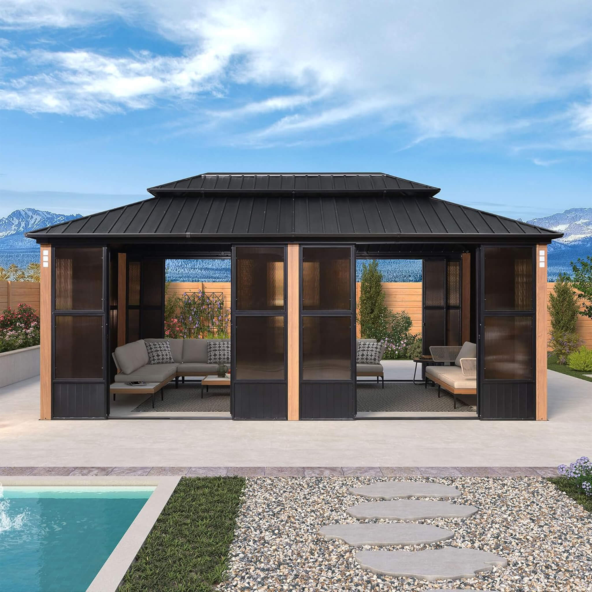 Alora Prestige Premium Hardtop Double Top Outdoor Patio Solarium Sunroom (SAK43078)